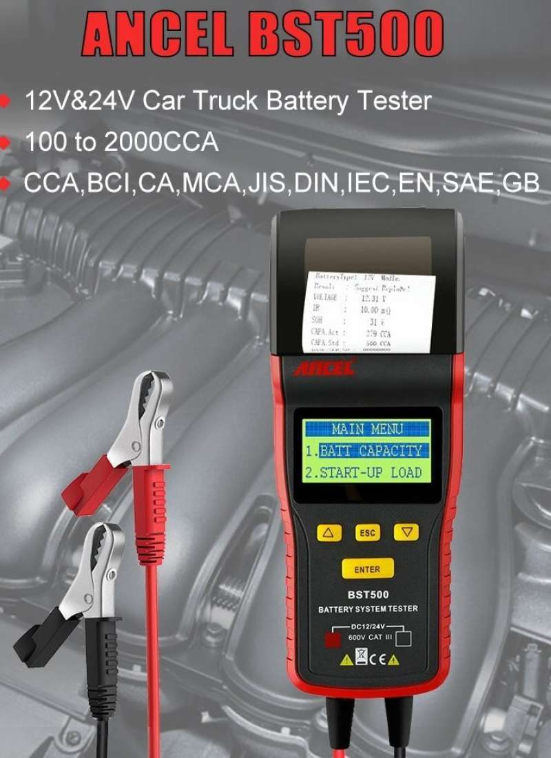 Jual Battery Tester Ancel w Thermal Printer BST500 12V 24V System