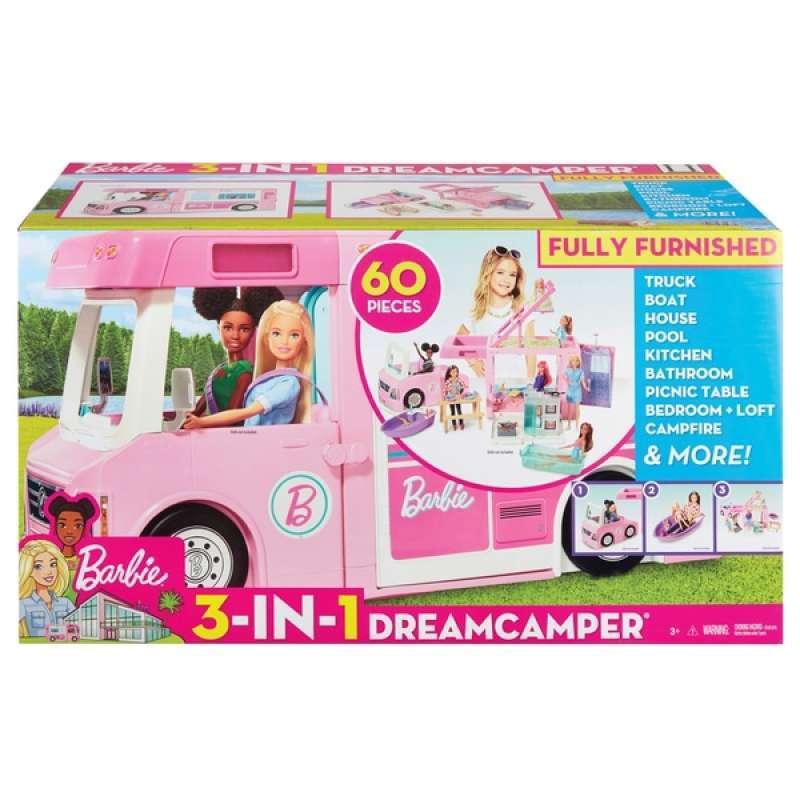 Jual Barbie 3 In 1 Dreamcamper Vehicle With Pool Truck Boat And 50 Accessories Online November 2020 Blibli