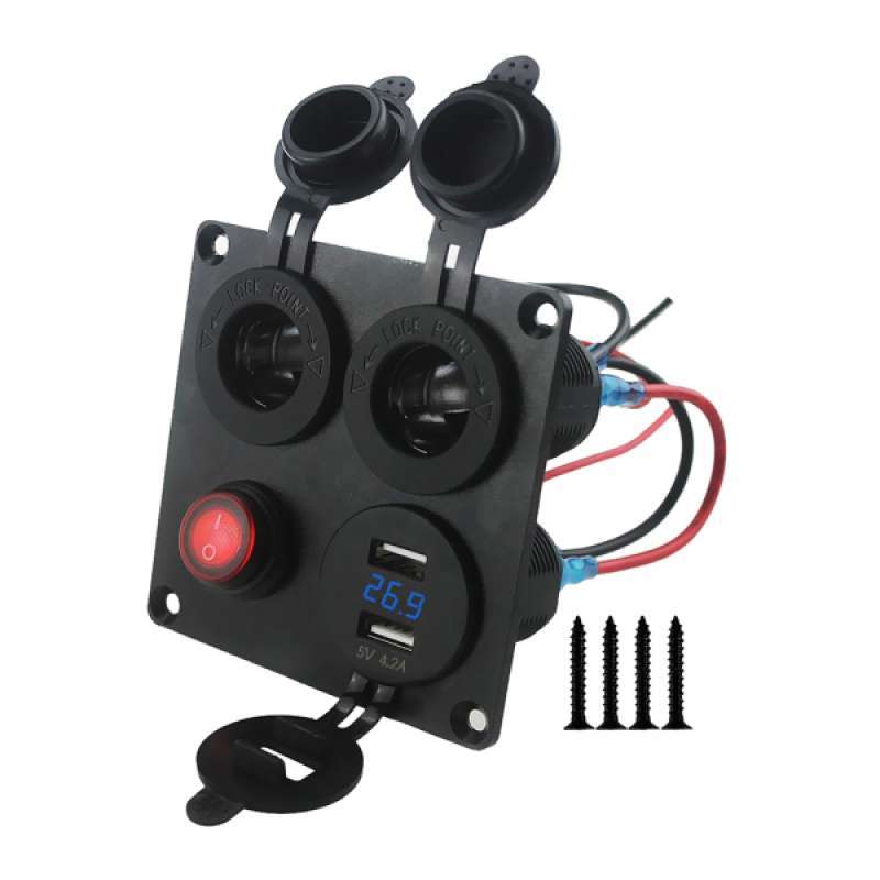 Jual Car Boat 4 Hole Control Switch Panel Dual Usb Charger Voltage 12v Socket Online November 2020 Blibli