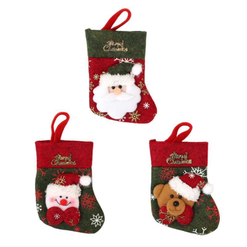 Jual 3x Non Woven Cloth Christmas Stockings Xmas Decor Supplies Gift Bag Santa Online November 2020 Blibli Com
