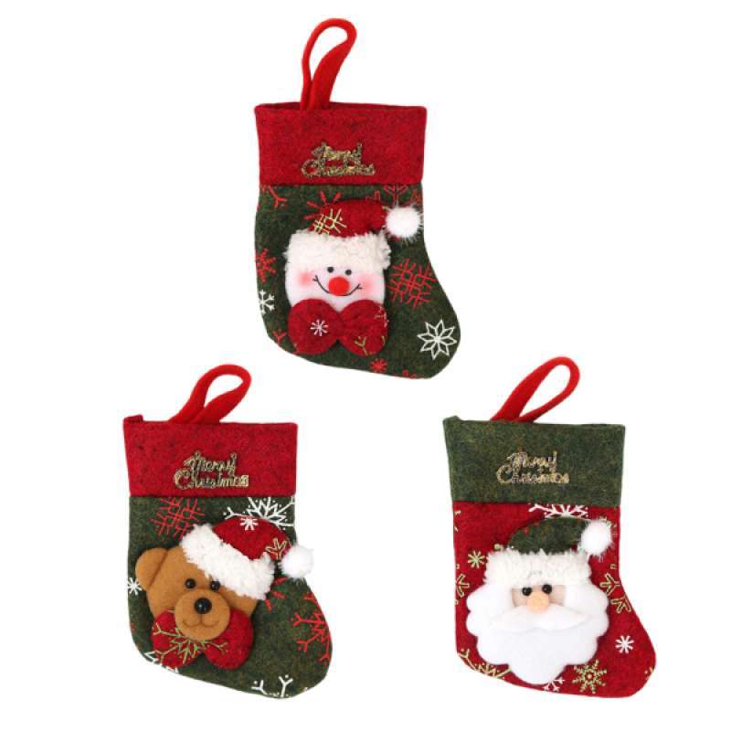 Jual 3x Non Woven Cloth Christmas Stockings Xmas Decor Supplies Gift Bag Santa Online November 2020 Blibli Com