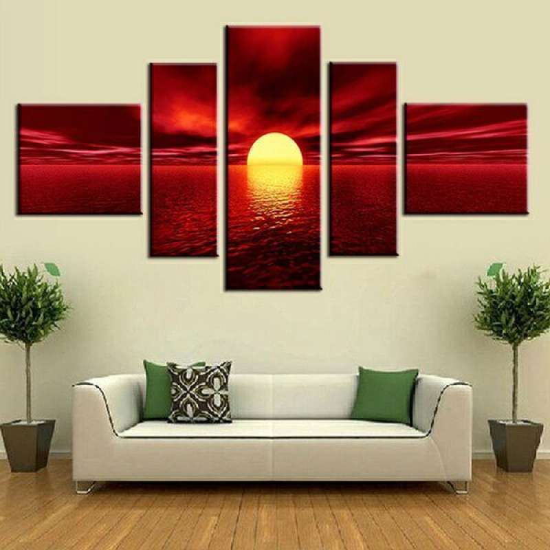 Jual Canvas 20cm Modern Sun Red Sea Home Decor Wall Art Painting Picture Print Online November 2020 Blibli Com