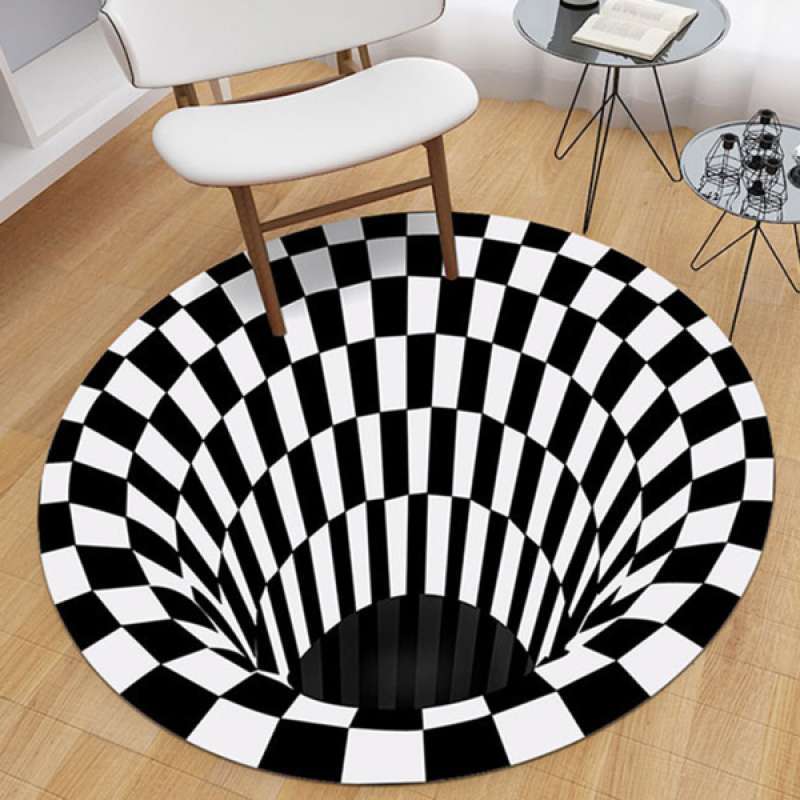 Jual 2x Round Carpet 3d Illusion Vortex Room Mats Home Carpet Doormat Area Rug 60cm Online Oktober 2020 Blibli Com