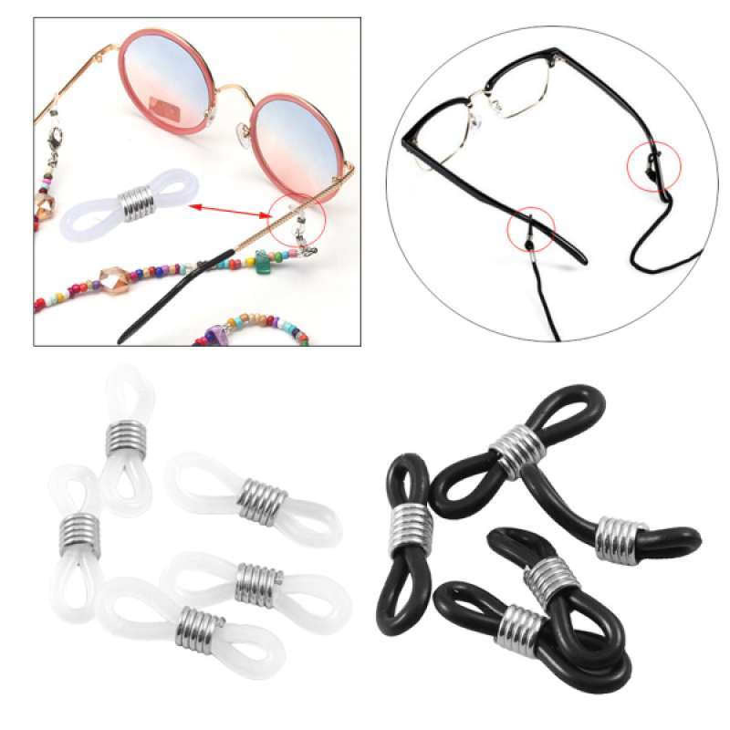 100Set Rubber Connectors Ends Eyeglass Glasses Holder Repair Chain Cord Loop