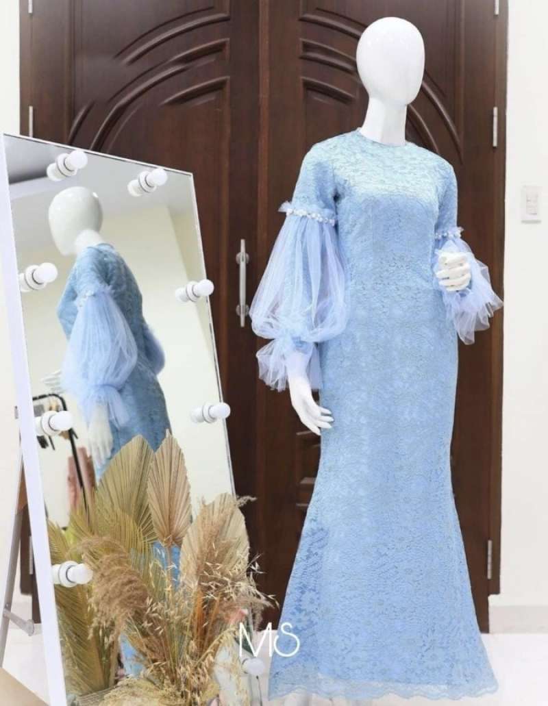 Maxi Dress Brukat Gamis Adem Maxy Brokat Baju Pesta Modern Kondangan