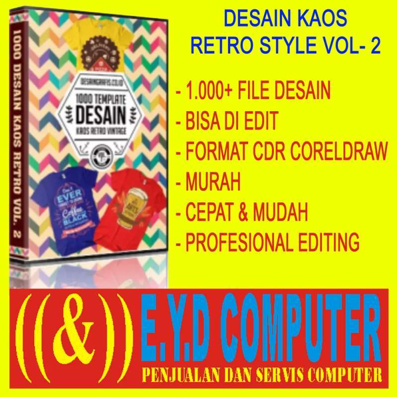Download Jual Paket 2 In 1 Desain Template Kaos Distro Retro Vol 1 Dan Vol 2 Editing Coreldraw Terbaru Juli 2021 Blibli