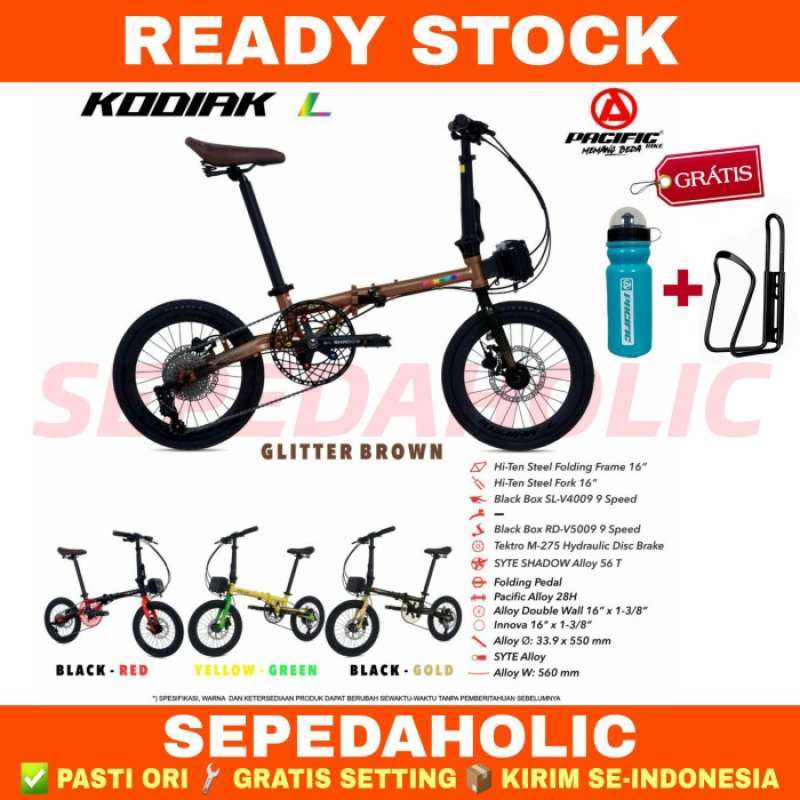 Promo Sepeda Lipat 16 Inch Pacific Kodiak L 9 Speed Holik Yellow