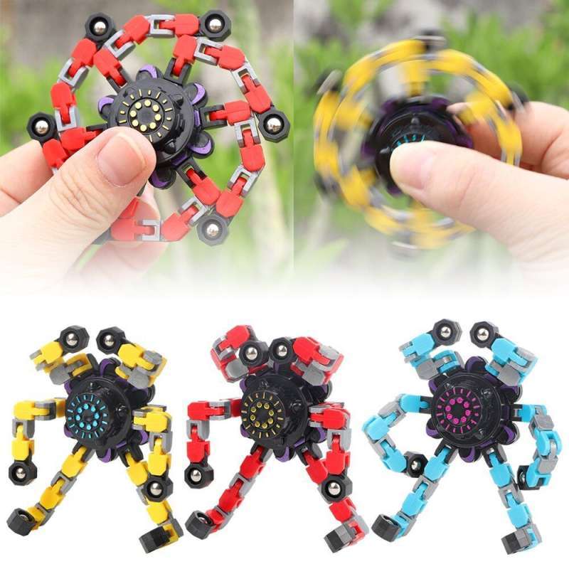 [BELI GRATIS ULAR TANGGA] SPIN-ROBOT Mainan edukasi fidget spinner  robot Finger fingertip spinner Deformable transformers spiner Warna Random