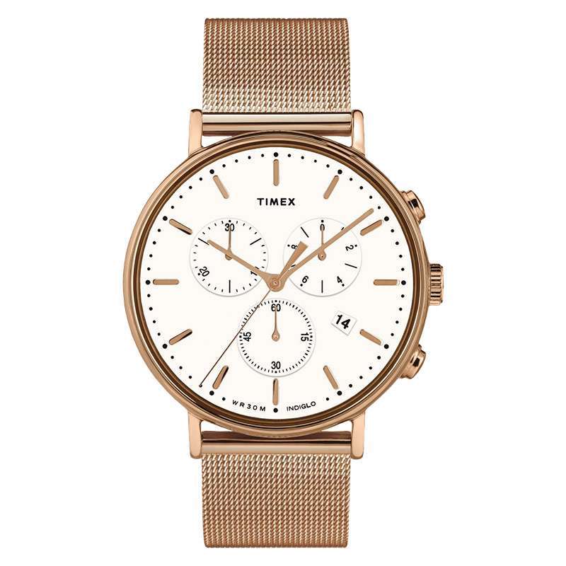 Promo Timex Tw2t37200 Indiglo® Fairfield Chronograph White Dial