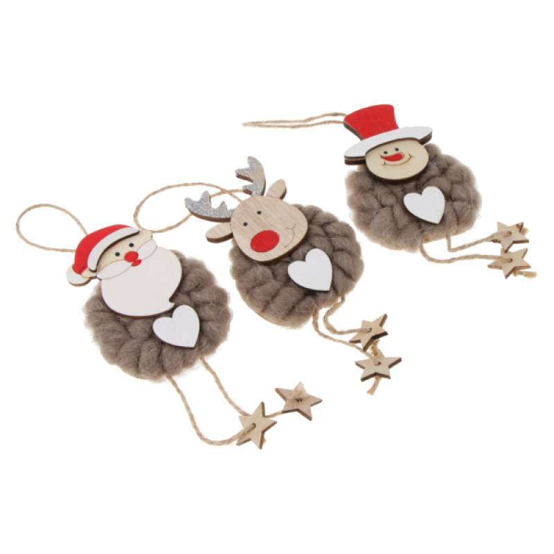 3 wooden ornament xmas tree hanging tags pendant decor christmas decorations