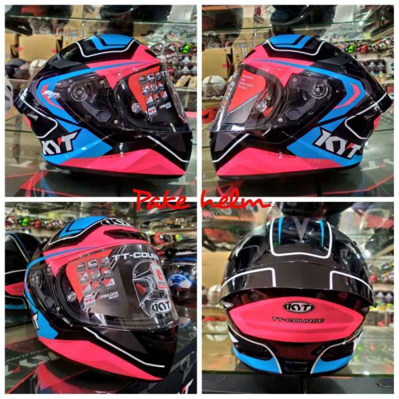 Jual HELM KYT TT COURSE OVERTECH BLACK FUXIA PINK HELM KYT FULL