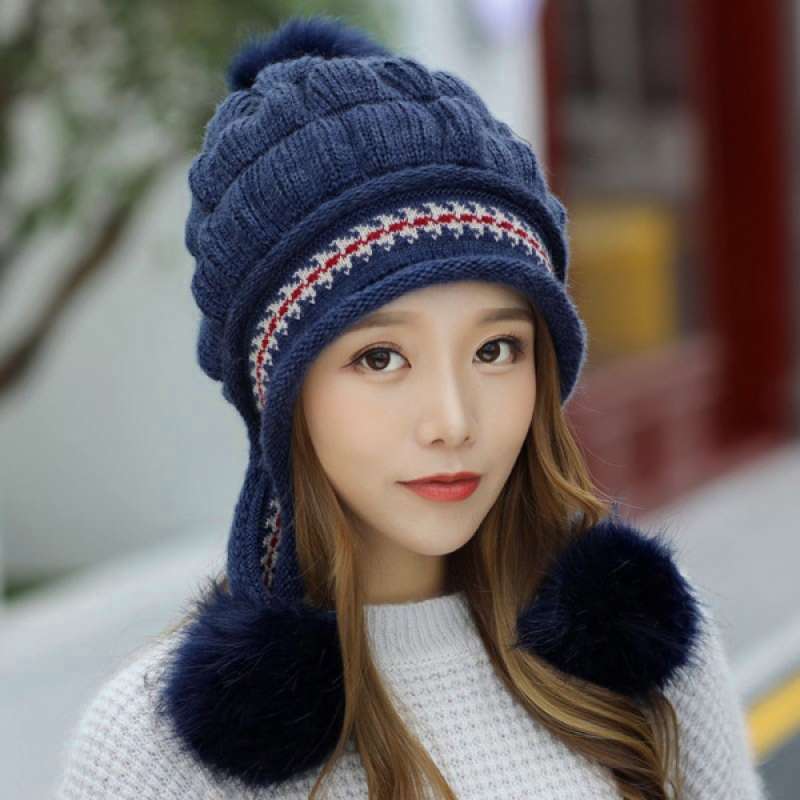 Jual Winter Hat Faux Pom Pom Bobble 