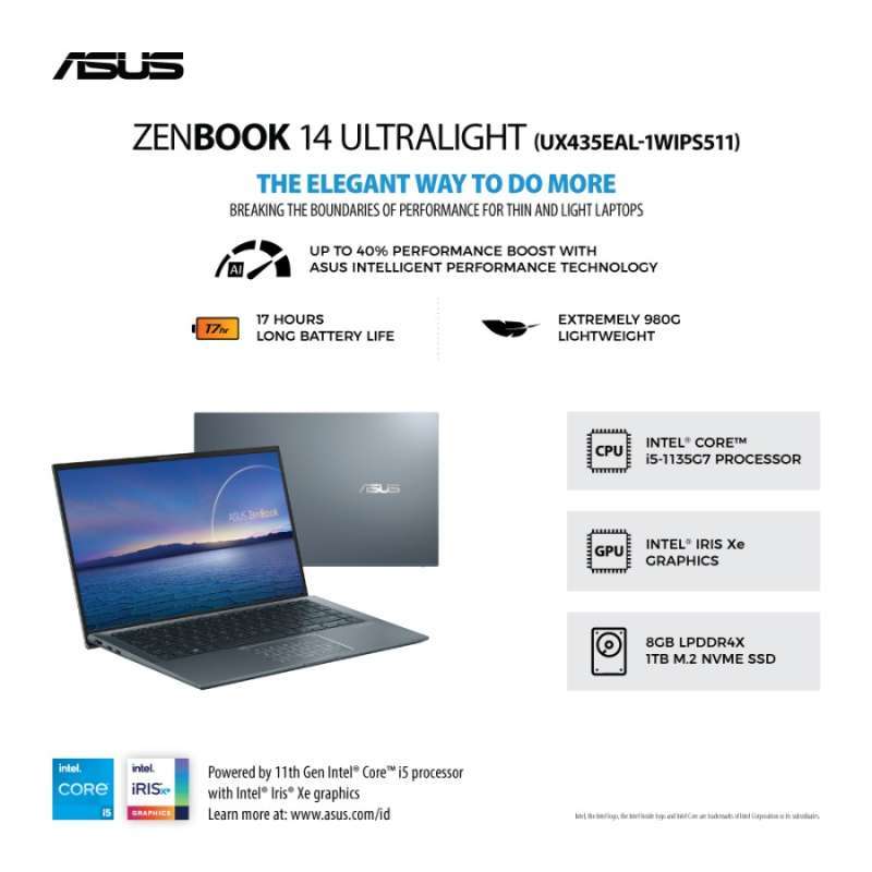 NOTEBOOK ASUS UX435EG-IPS511NP i5-1135G7 MX450 8GB 512GB NUMBERPAD W10