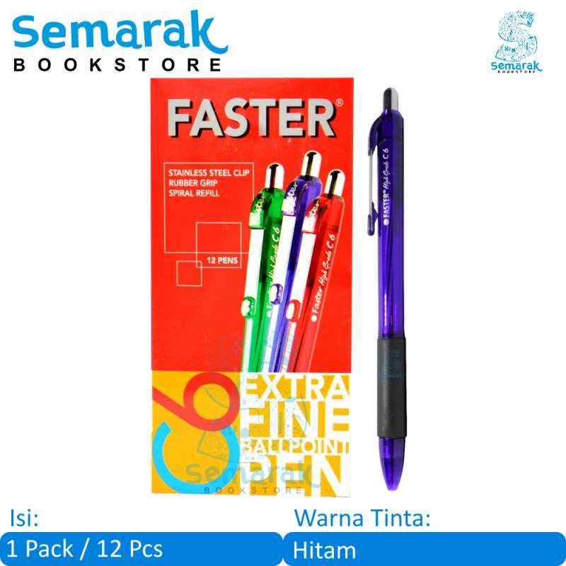 Bolpen Pulpen Faster C6 Extra Fine Anti Macet Praktis Tekan Shopee Indonesia