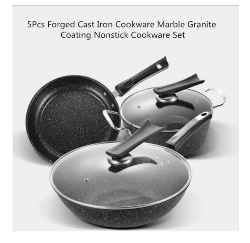 Jual Panci Set Cast Iron Cookware Marble Granite Coating Nonstick Cookware Murah Mei 2021 Blibli