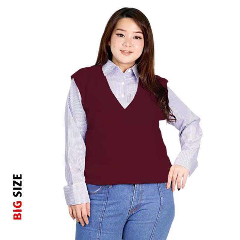 Promo Big Size Rompi Rajut Wanita Vneck Jumbo 3xl Vest Knitting