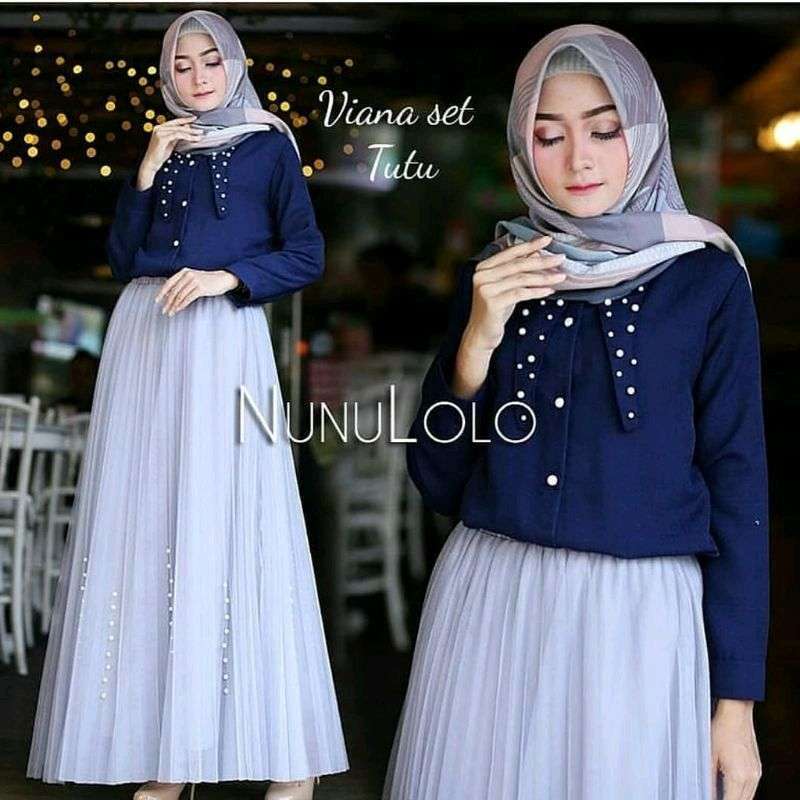 Promo Viana Set Setelan Rok Tutu Stelan Baju Muslim Terlaris