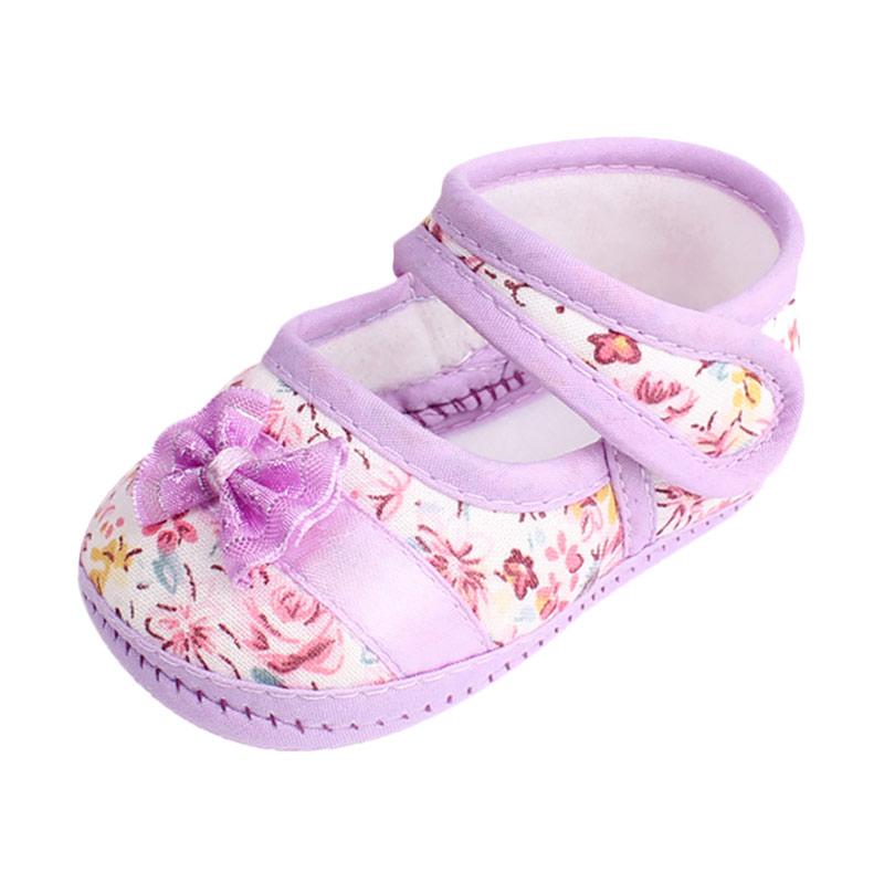 Baby Girl Soft Sole Bowknot Cotton Fabric Print Anti-slip Casual Shoes Toddler