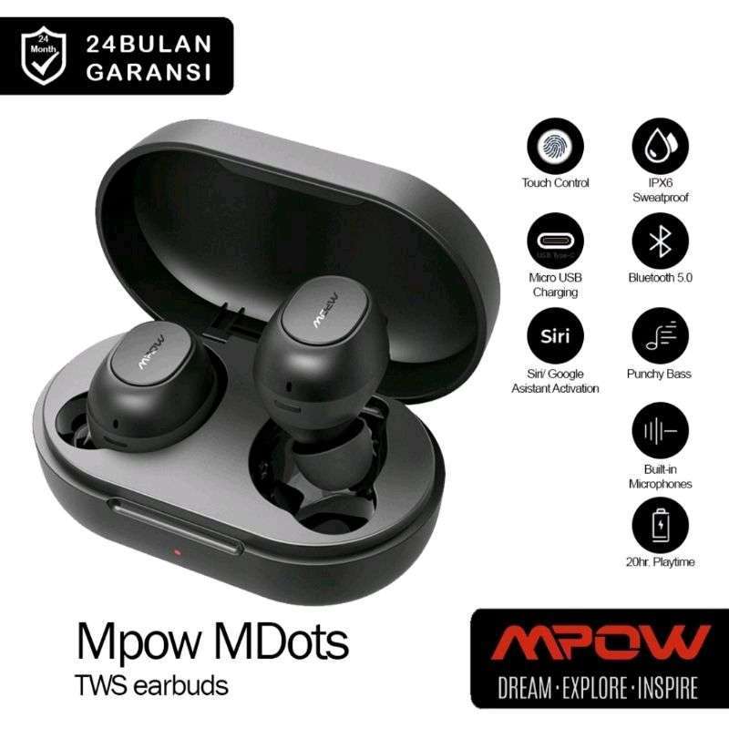 Mpow MDots TWS Earbuds MPBH510AB Original Garansi Resmi