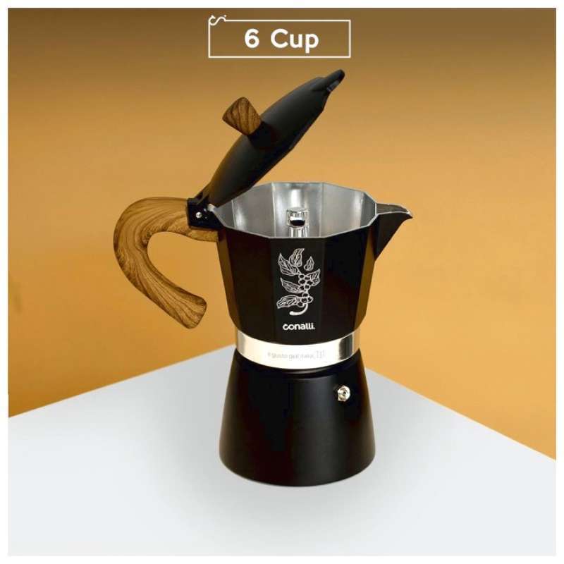 Jual 6 Cup Mokapot Aluminium Black 