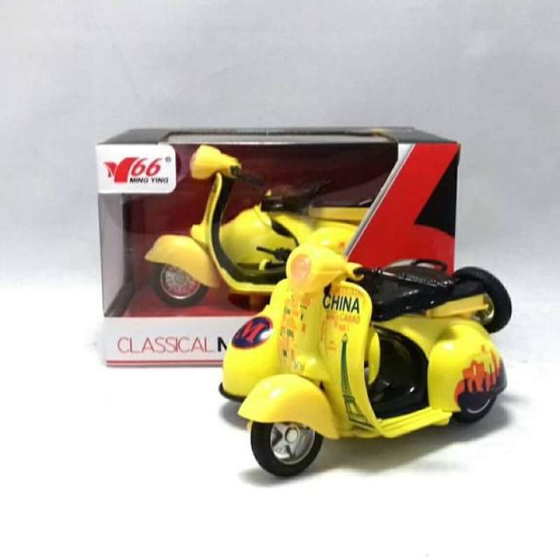 Terbaru Diecast Motor Vespa Side Classic Miniatur Vespa Scooter Antik