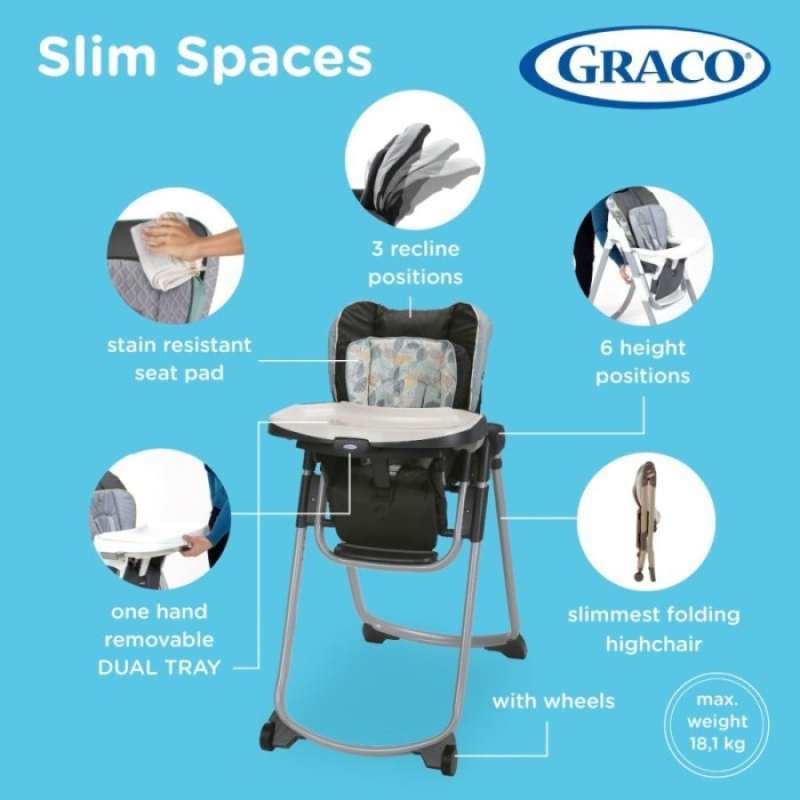 Promo Graco Slim Spaces Highchair Seating Feeding Manor Train