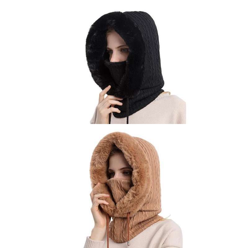 Promo 2x Beanie Hat Scarf Mask Winter 