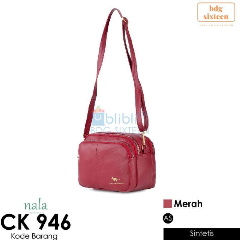 Jual NALA Tas Sling Bag Wanita Sintetis Merah Kasual Remaja Lucu
