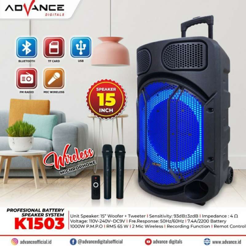 Promo Speaker Advance K1503 Speaker Bluetooth Portable 15 Inch