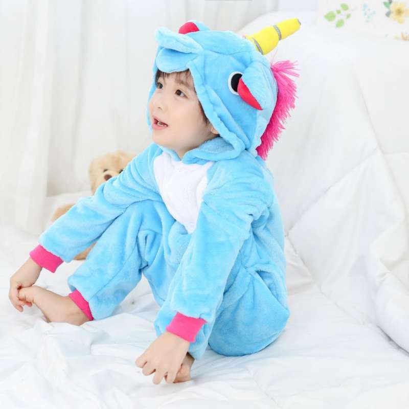 Jual BAJU KOSTUM ONESIE PIYAMA ANAK KID UNICORN BLUE XL di
