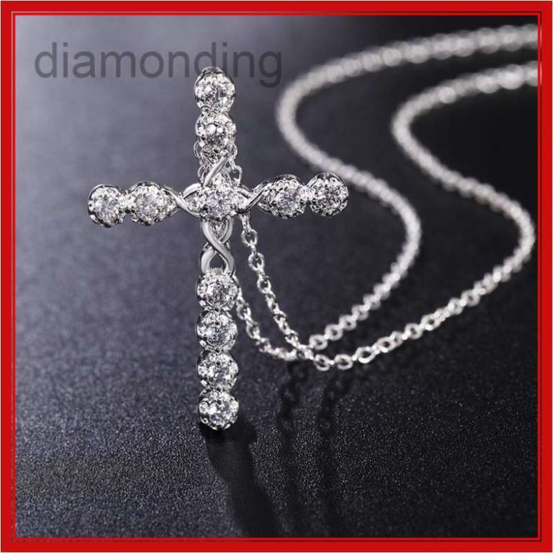 Promo Women Silver Plated Crystal Cross 