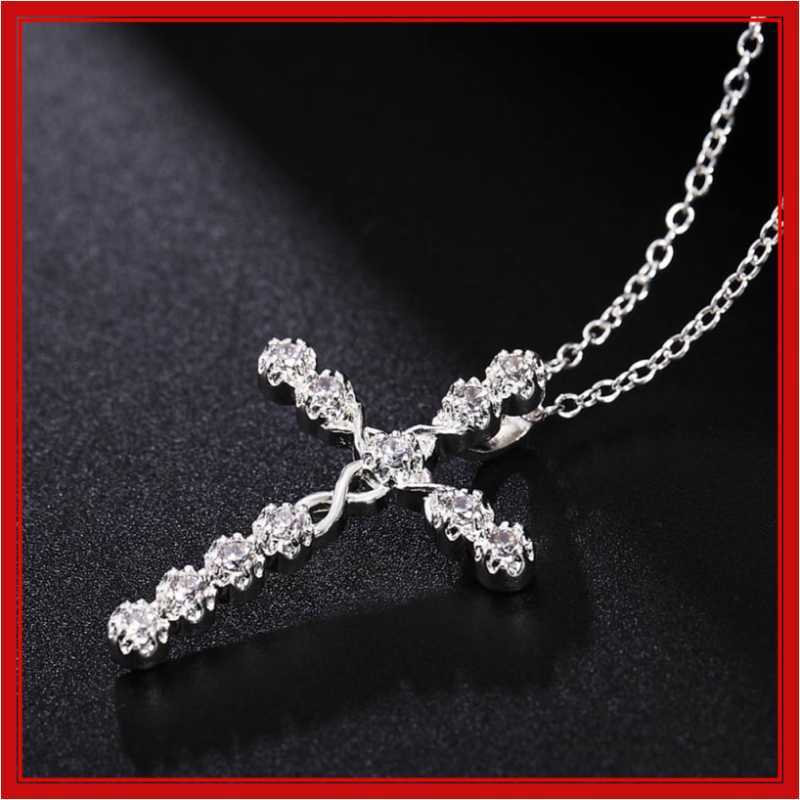 Promo Women Silver Plated Crystal Cross 