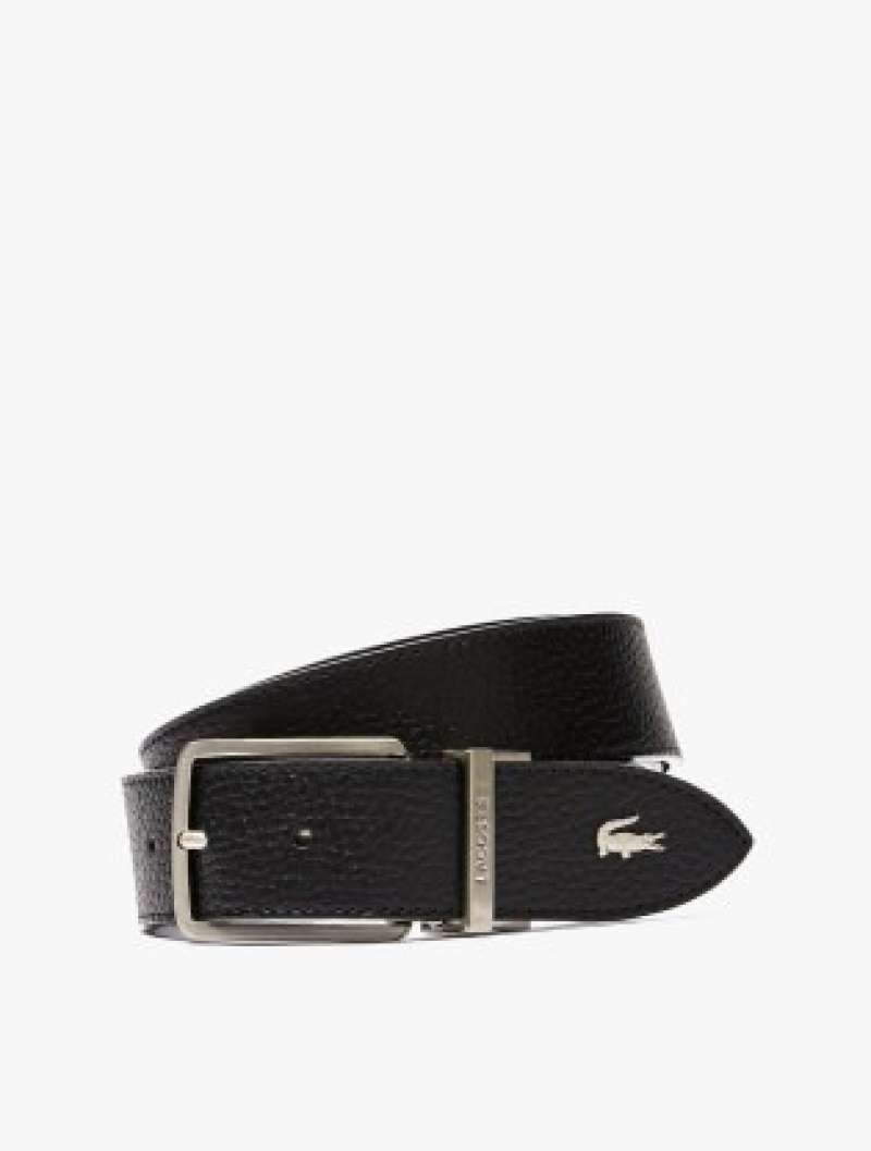 Engraved Buckle Grained Leather Belt di 
