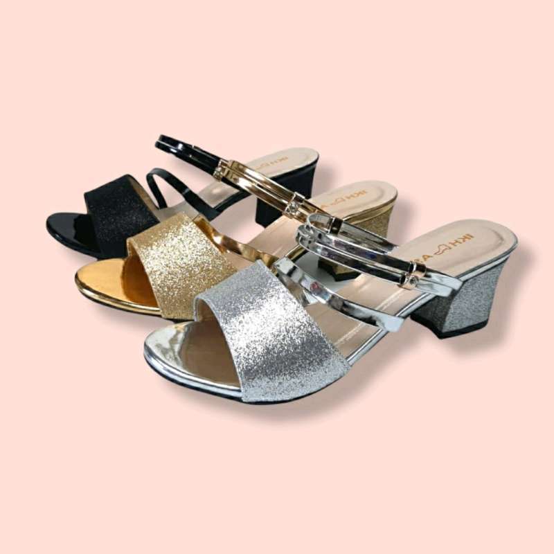 Promo Sandal Wanita Heels Glitter 