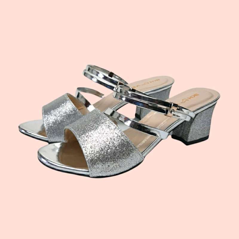 Promo Sandal Wanita Heels Glitter 