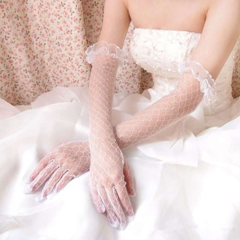 Jual SARUNG TANGAN PENGANTIN PANJANG LONG LACE WEDDING GLOVES