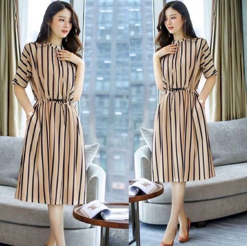 Jual baju dress wanita dewasa terbaru motif modern merk minorina