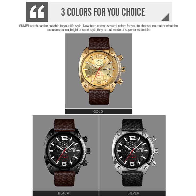 Jual Skmei Chrono Leather Strap Jam Tangan Analog Pria 9190 Online Desember 2020 Blibli