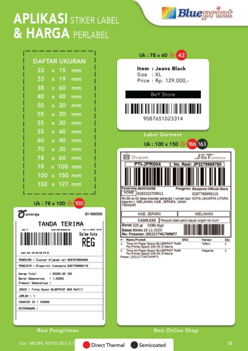 Jual Direct Thermal Sticker 78 x 60 BLUEPRINT Label Stiker ...