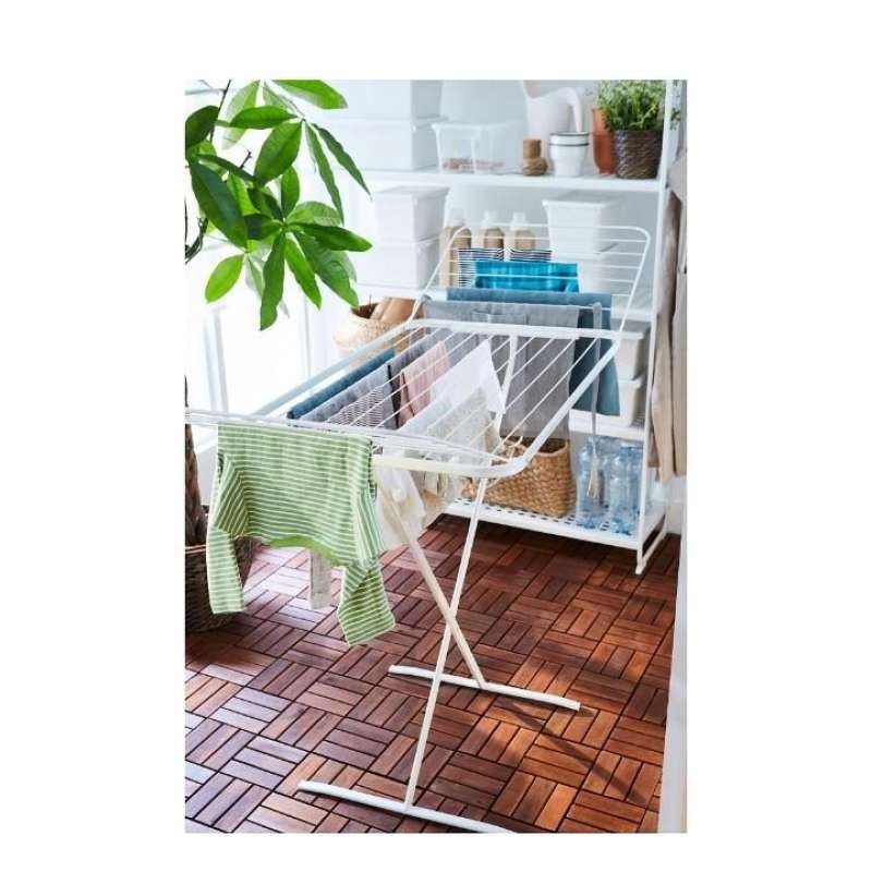 Jemuran Lipat Besi Indoor Outdoor Dengan Dua Sayap Putih