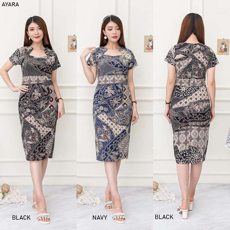 Jual Evercloth Ayara Dress Wanita Batik Couple Modern Dress Batik