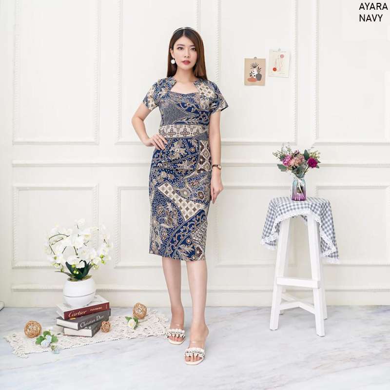 Jual Evercloth Ayara Dress Wanita Batik Couple Modern Dress Batik