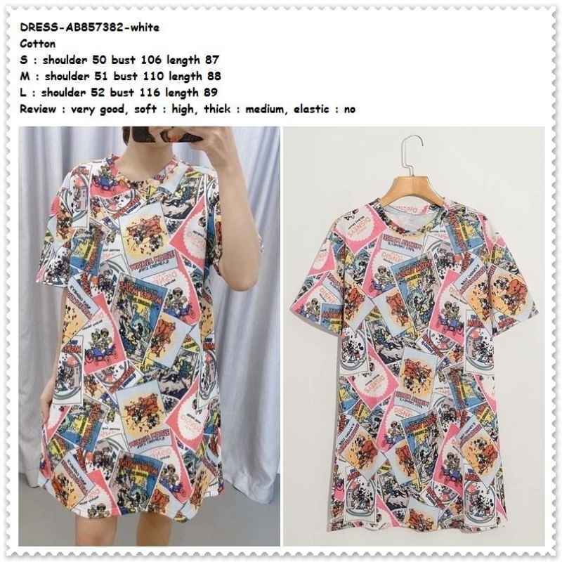 AB857382 Mini Dress Santai Miki Mickey Katun Wanita Korea Import Jumbo