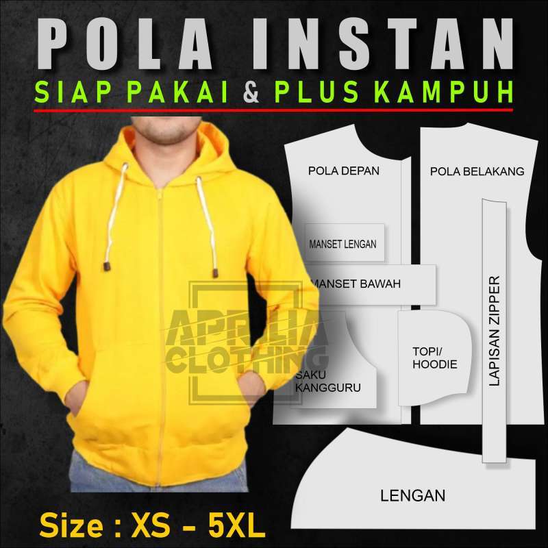 Promo POLA INSTAN HOODIE JUMPER ZIPPER MENGGUNAKAN KERTAS DUPLEX