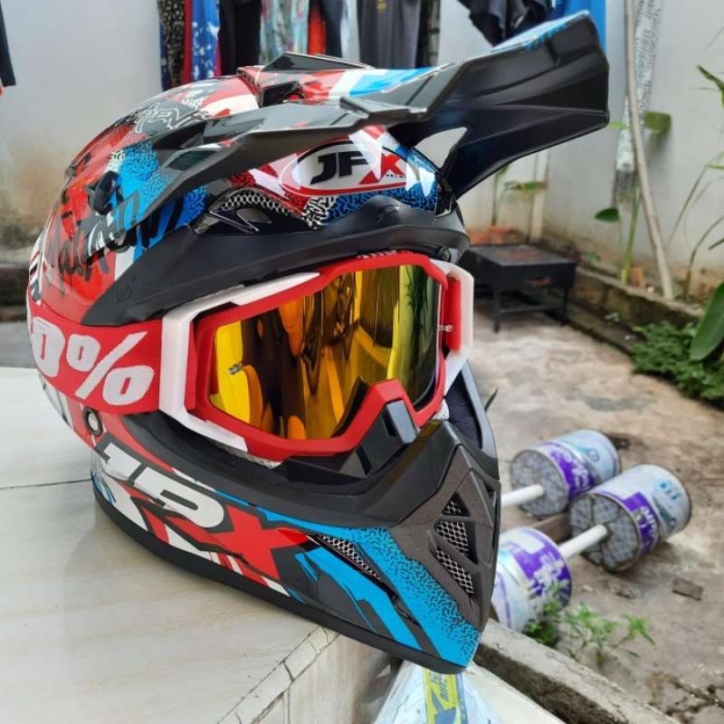 Promo kacamata helm motocross google 100 MERAH Diskon 28 di