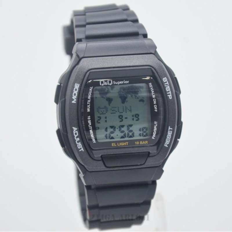 Q Q MMW3P101Y Jam Tangan Pria Digital Databank Hitam QQ Japan Original