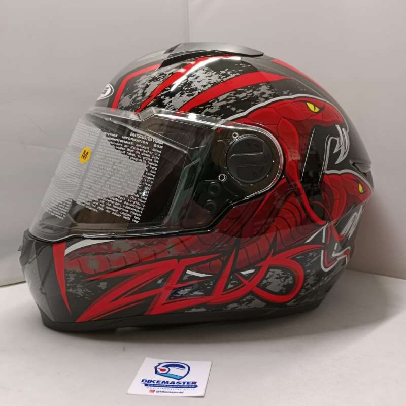 Helm Zeus ZS-811C Black AL48 Red Visor Flat FullFace