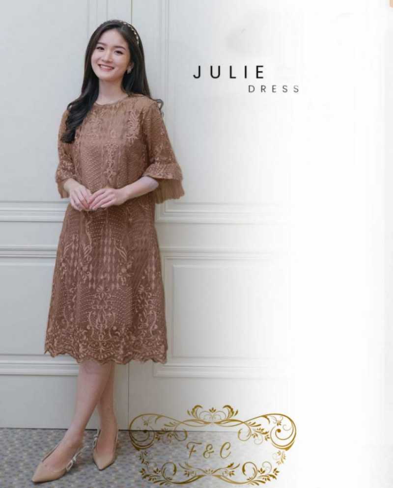 DRESS MIDI TILE MUTIARA DRESS MIDI DRESS PARTY DRESS CASUAL DRESS CANTIK DRESS JULIE