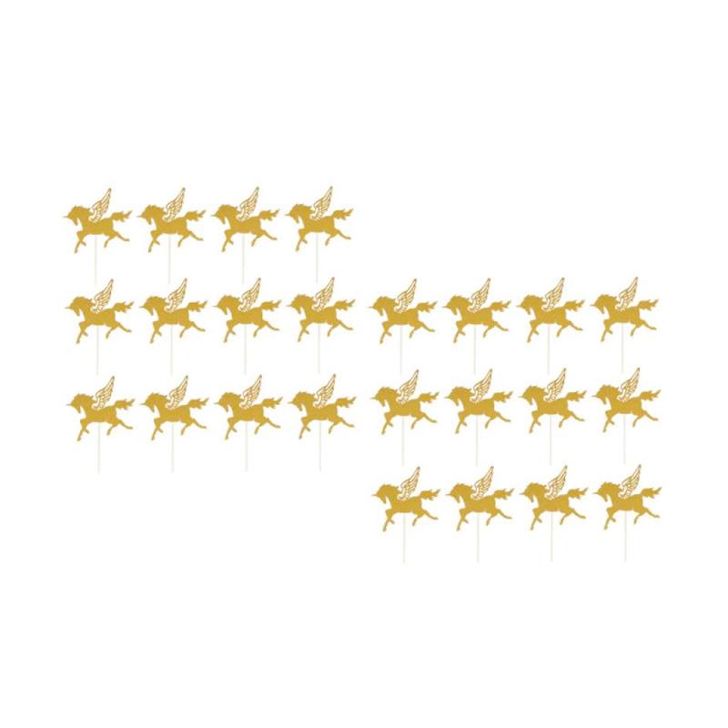 Jual Oem Glitter Gold Unicorn Cake Toppers Cupcake Picks Wedding