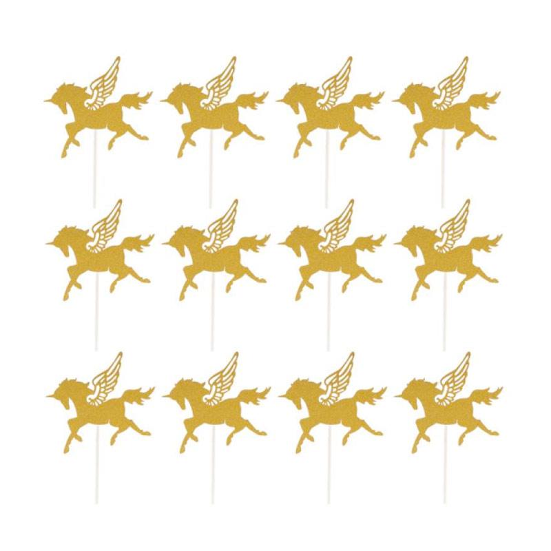 Jual Oem Glitter Gold Unicorn Cake Toppers Cupcake Picks Wedding Birthday Party 24 Pcs Murah April 2020 Blibli Com